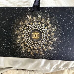 CHANEL Black and Gold Starry Gift Bag 9x6